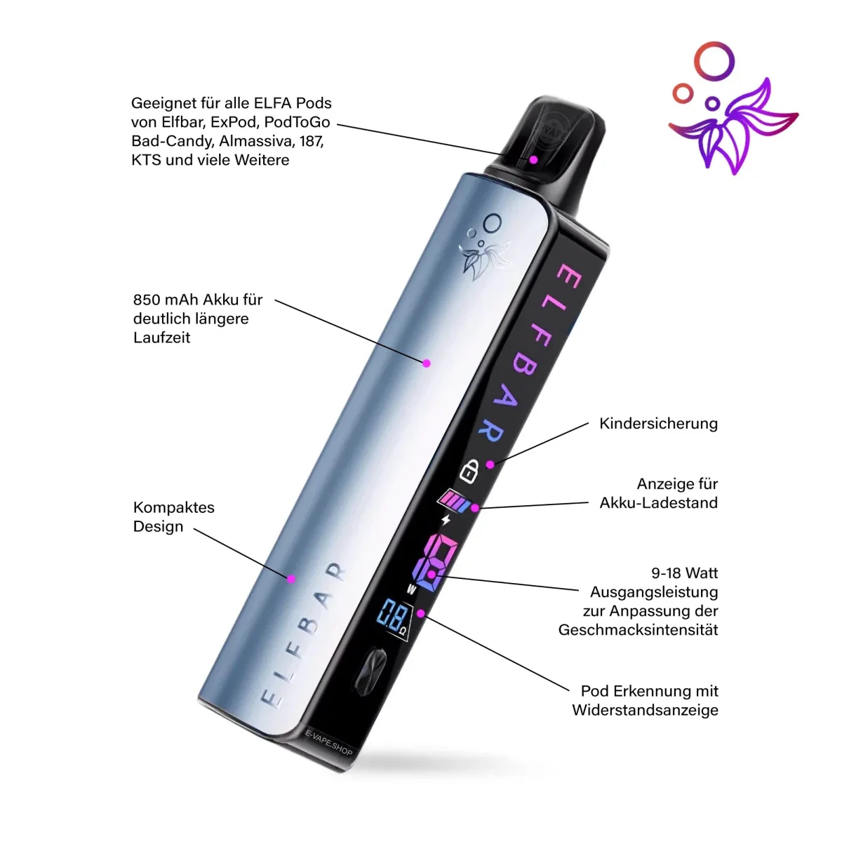 Elfbar ELFA Master 850mAh Akku mit Geschmackseinstellung - Image 8