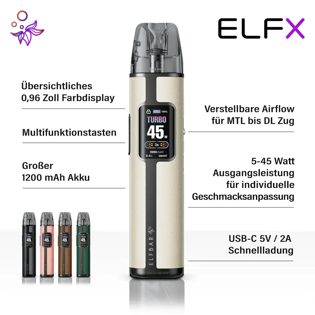 Elfbar ELFX Pro - 45W, 1200 mAh Akku & Dual Mesh Pods - Image 16